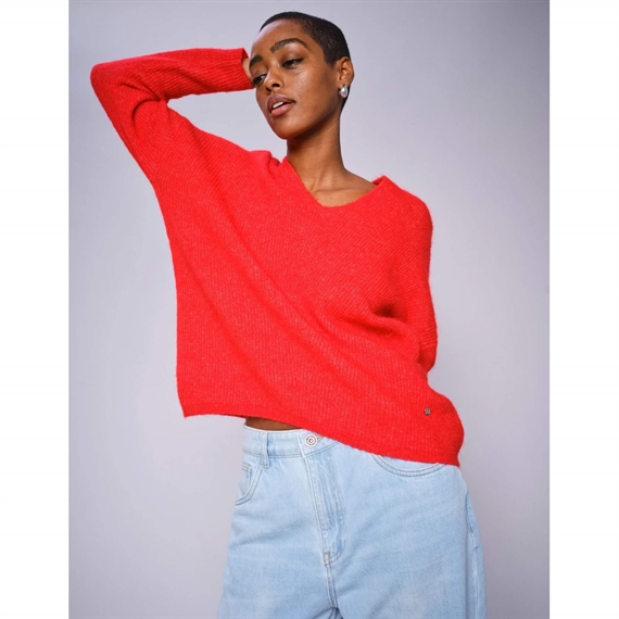 Mos Mosh Thora V-neck Knit, Chinese Red